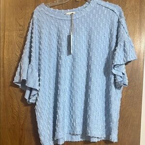 Light Blue Textured Women's Top